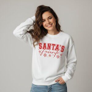 Santa's Favorite Crewneck Sweatshirt Holiday Sweater Christmas Sweat Shirt Gift